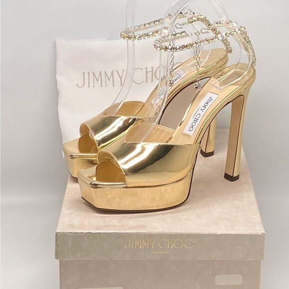 Jimmy Choo Saeda 125MM Platform Sandals size 38.5 - Picture 10 of 12